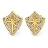 Rack Plating Brass Micro Pave Clear Cubic Zirconia Stud Earrings EJEW-I313-18C-G-1