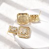Brass Micro Pave Clear Cubic Zirconia Dangle Stud Earrings EJEW-G450-01G-2