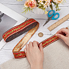 Ethnic Style Polyester Jacquard Leaf Ribbons SRIB-WH0011-198B-3