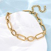 304 Stainless Steel Oval Link Chain Anklets AJEW-A057-12G-3