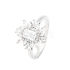 Brass Micro Pave Clear Cubic Zirconia Cuff Rings for Women RJEW-A062-03P-2