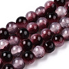 Crackle Baking Paint Imitation Jade Glass Beads Strands DGLA-T003-8mm-14-1