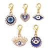 5Pcs Evil Eye Alloy Enamel & Rhinestone Pendent  Decorations HJEW-JM01328-S-1