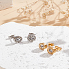 4Pcs 2 Colors 304 Stainless Steel Flat Round Stud Earrings EJEW-LP0001-44-3