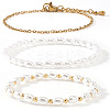3Pcs 3 Styles Elegant Imitation Pearl Rice Beaded Stretch Bracelet Sets JW5778-1-5