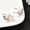 925 Sterling Silver Clear Cubic Zirconia Leaf Stud Earrings EJEW-L300-08P-3