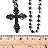 Halloween Alloy & Acrylic Round Beads Link Chain Cross Pendant Double Layer Necklaces for Women NJEW-K294-02EB-4