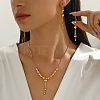 Vintage Brass Round Beaded Tassel Necklace & Earrings for Women EI2858-1