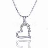 Trendy Real Platinum Plated Eco-Friendly Tin Alloy Czech Rhinestone Heart Pendant Necklaces NJEW-BB13780-P-1