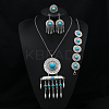 Flat Round Alloy with Resin Pendant Necklace & Stud Dangle Earring & Link Bracelet & Ring FS-WGB1F06-12-1