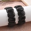 Natural Black Moonstone Beads Rectangle Beaded Stretch Bracelet BJEW-Q012-01A-4
