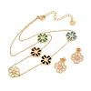 304 Stainless Steel with Resin Flower Link Chain Necklaces & Stud Earrings SJEW-Z005-02G-03-4