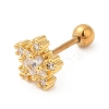 Brass Micro Pave Clear Cubic Zirconia Stud Earrings EJEW-L265-11G-1