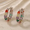 Vintage Colorful Circle Brass Cubic Zirconia Hoop Earrings FK0958-2