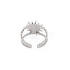 Tarnish Resistant 201 Stainless Steel Open Cuff Finger Ring Cabochon Settings STAS-S119-160P-2