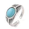 Oval Synthetic Turquoise Cuff Rings RJEW-B107-09AS-2