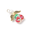 Glass Enamel Beads Pendants PALLOY-JF04137-01-4