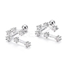 Brass Micro Pave Clear Cubic Zirconia Stud Earrings EJEW-F258-01L-P-1