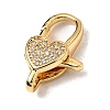 Brass Clear Cubic Zirconia Lobster Claw Clasps KK-Z078-46D-G-2