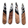 Opaque Resin & Walnut Wood Pendants RESI-N039-64A-1