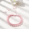 Adjustable Natural Rose Quartz Beads Braided Bead Bracelets for Women BJEW-L713-B01-2