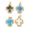 Rack Plating Brass Micro Pave Clear Cubic Zirconia Pendants KK-P268-12A-G-1