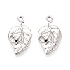 304 Stainless Steel Leaf Pendants STAS-T069-34P-1