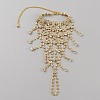 Crystal Rhinestone Chain Tassel Ring Bracelet BJEW-WH0012-06G-1
