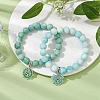 2Pcs 2 Colors 10.5mm Round Opaque Crackle Glass Beaded Stretch Bracelet Sets BJEW-MZ00079-2