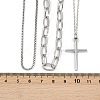 304 Stainless Steel Cross Pendant 3 Layer Necklaces for Women NJEW-F343-02P-8