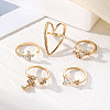 5Pcs Alloy Crystal Rhinestone & Natural Shell Finger Rings Sets FS-WG36854-01-1