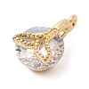 Brass Micro Pave Clear Cubic Zirconia Charms ZIRC-F146-02G-2