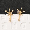 Brass Micro Pave Clear Cubic Zirconia Star Stud Earrings EJEW-C158-02G-1