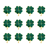 12Pcs Saint Patrick's Day Alloy Enamel Shamrock Brooch JEWB-FH0001-64B-1