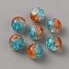 Two Tone Transparent Crackle Glass Beads GLAA-WH0038-15D-1