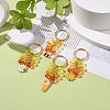 4Pcs Flower/Bee/Orange Juice Alloy Enamel Pendant Keychain KEYC-JKC00412-05-2