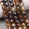 Electroplated Natural Agate Beads Strands G-B191-A07-8mm-13-1