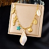 304 Stainless Steel Starfish Sea Horse Shell Shape Pendant Necklaces for Women NJEW-F347-01B-1