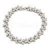 Rack Plating Brass Pave Cubic Zirconia Butterfly Link Bracelets for Women BJEW-B110-05P-03-1
