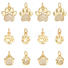18Pcs 3 Styles Brass Micro Pave Cubic Zirconia Charms KK-WR0012-51-1