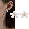 1Pair Flower Alloy Plastic Imitation Pearl Stud Earrings EJEW-LP0008-021-1