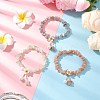 3Pcs Natural Sunstone & New Jade & Labradorite Chip Beaded Charm Bracelets BJEW-JB12312-1