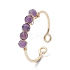 Copper Wire Wrapped Natural Amethyst Open Ring RJEW-JR00630-02-1