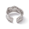 Non-Tarnish 304 Stainless Steel Twist Wave Open Cuff Ring for Women X-RJEW-C045-22P-3