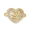 Rack Plating Brass Micro Pave Clear Cubic Zirconia Heart with Sun Connector Charms KK-C052-46G-1
