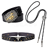 3Pcs 3 Styles PU Leather Men's Chain Belt with Alloy Horse Clasp & Star Bolo Tie & Adjustable Hat Band AJEW-GA0006-64-1