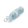 3Pcs Natural Aquamarine & Flower Amazonite & Synthetic Stone Chip Beaded Constellation Pendants PALLOY-JF03043-11-5