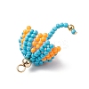 Handmade Umbrella Nylon Wired Glass Seed Beaded Pendants with Glass Pearl Round Bead and Brass Beads PALLOY-MZ00504-03-4
