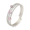 Rack Plating Brass Pave Clear Cubic Zirconia Open Cuff Wrap Bangles BJEW-B110-01P-2