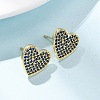 Heart Brass Micro Pave Cubic Zirconia Stud Earrings EJEW-H178-01G-02-1